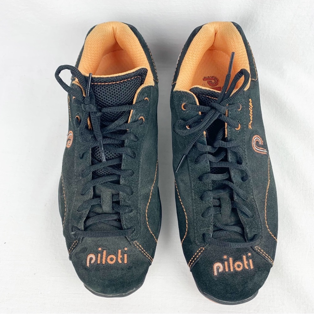 Piloti Driving Shoes Prototipo Men's Size 8 and Black Suede and Orange PIL-6005